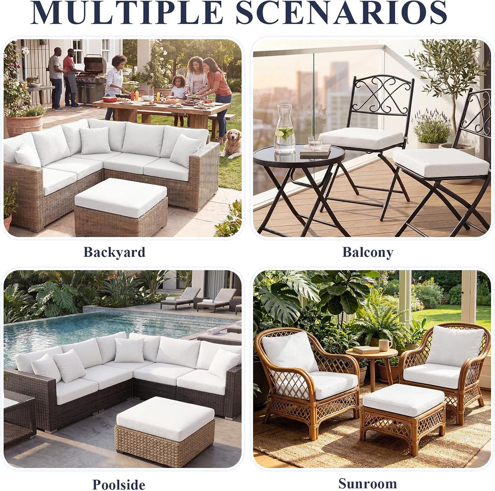 Outdoor Cushion Covers 8 Piece, Replacement Patio Cushion Covers, White