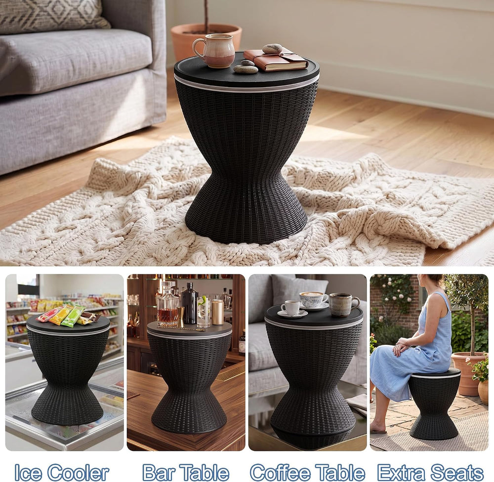 EasyUp Outdoor Cooler Bar Table – 8 Gallon Outdoor Patio Cooler Table with Dr...