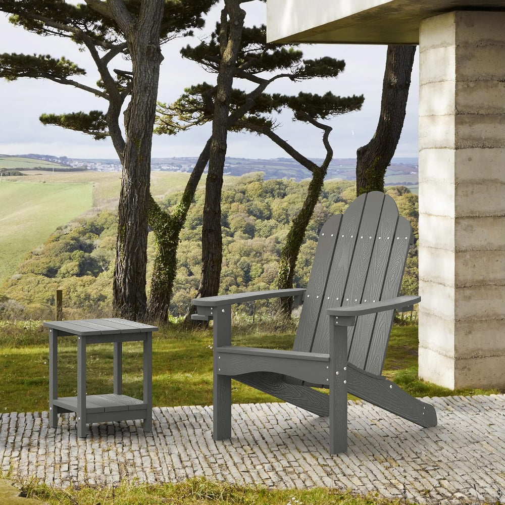 LUE BONA HDPS Outdoor Adirondack Chair, Cup Holder, Set of 6, Dark Gray