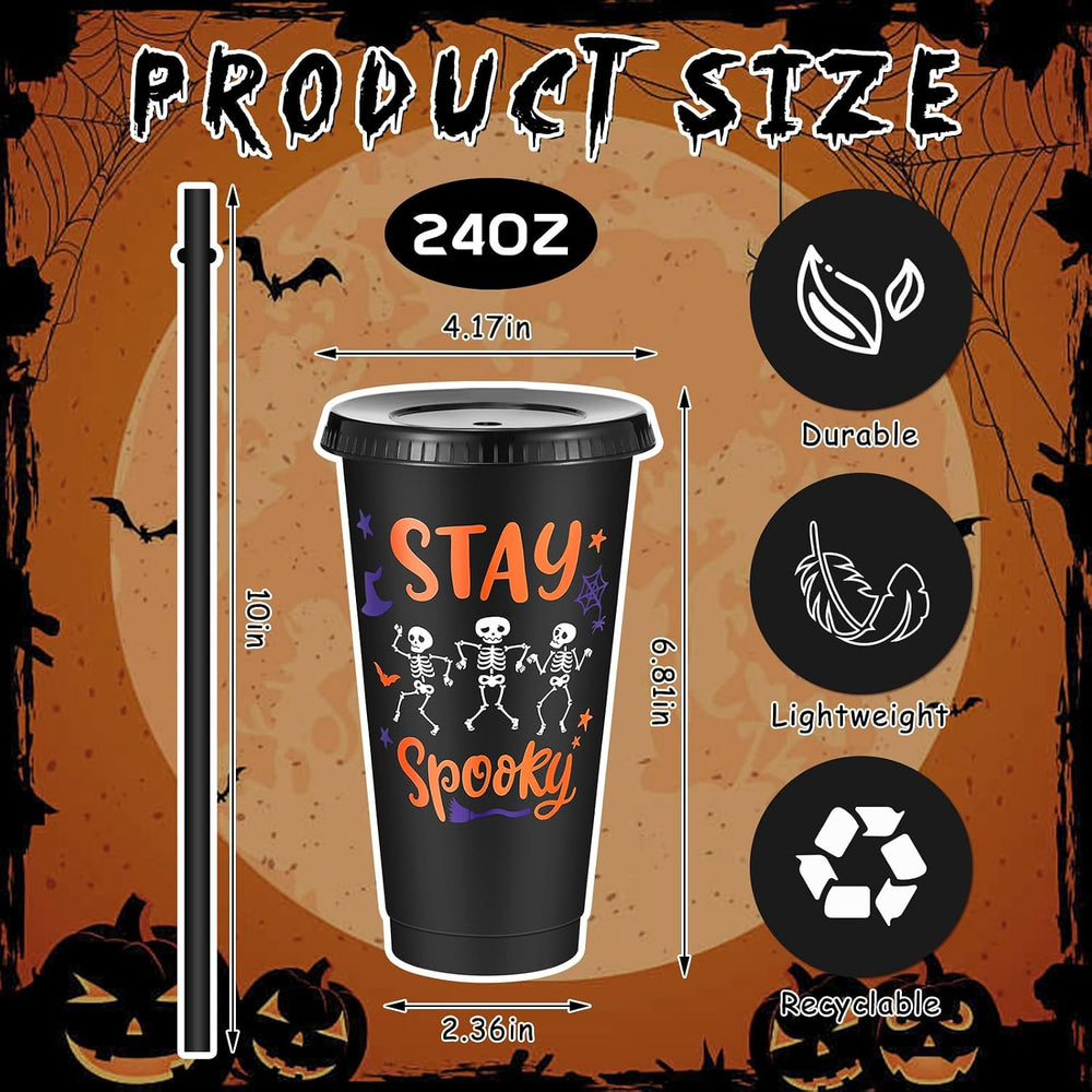 Chuangdi 30 Pack Halloween Tumblers with Lids Straws 24 oz Pumpkin