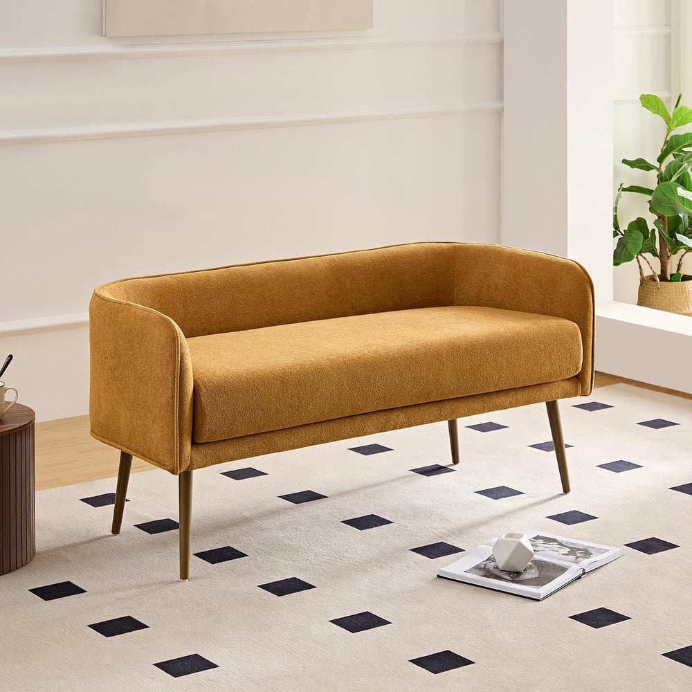 Bedroom Bench with Low Back,Inside Metal Frame, Extra Seat for Living Room,En...