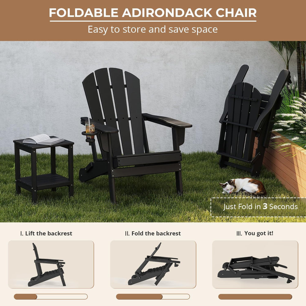 BRIOPAWS Folding-Adirondack-Chairs Set of 2 | HDPE Plastic | Fire Pit Chair |...