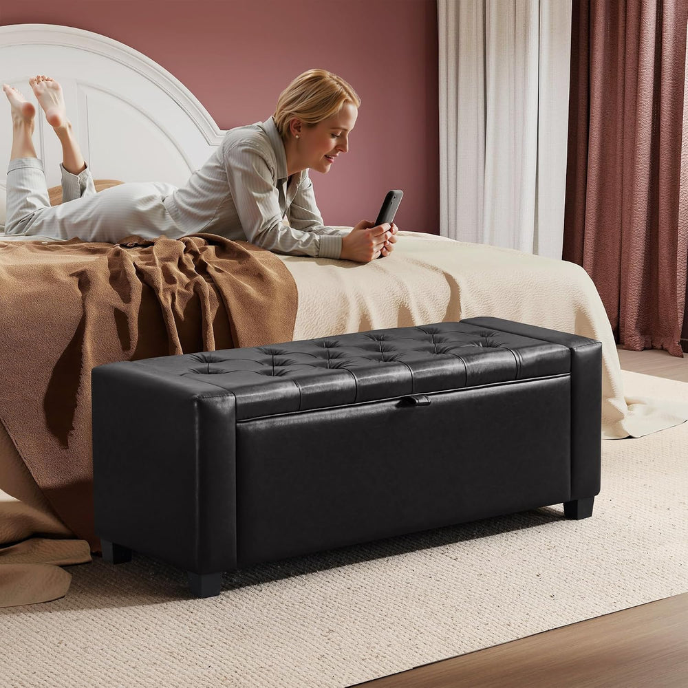 GRAINELL 42.13” Storage Ottoman Bench, Upholstered Tufted Bedroom Bench