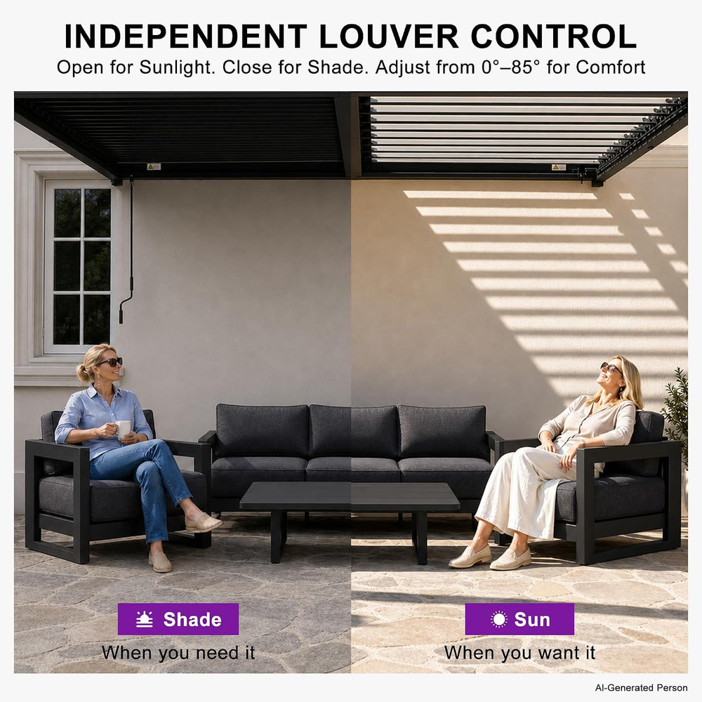 PURPLE LEAF Wall Mounted Pergola 10' x 20' Louvered Pergola,Aluminum ...