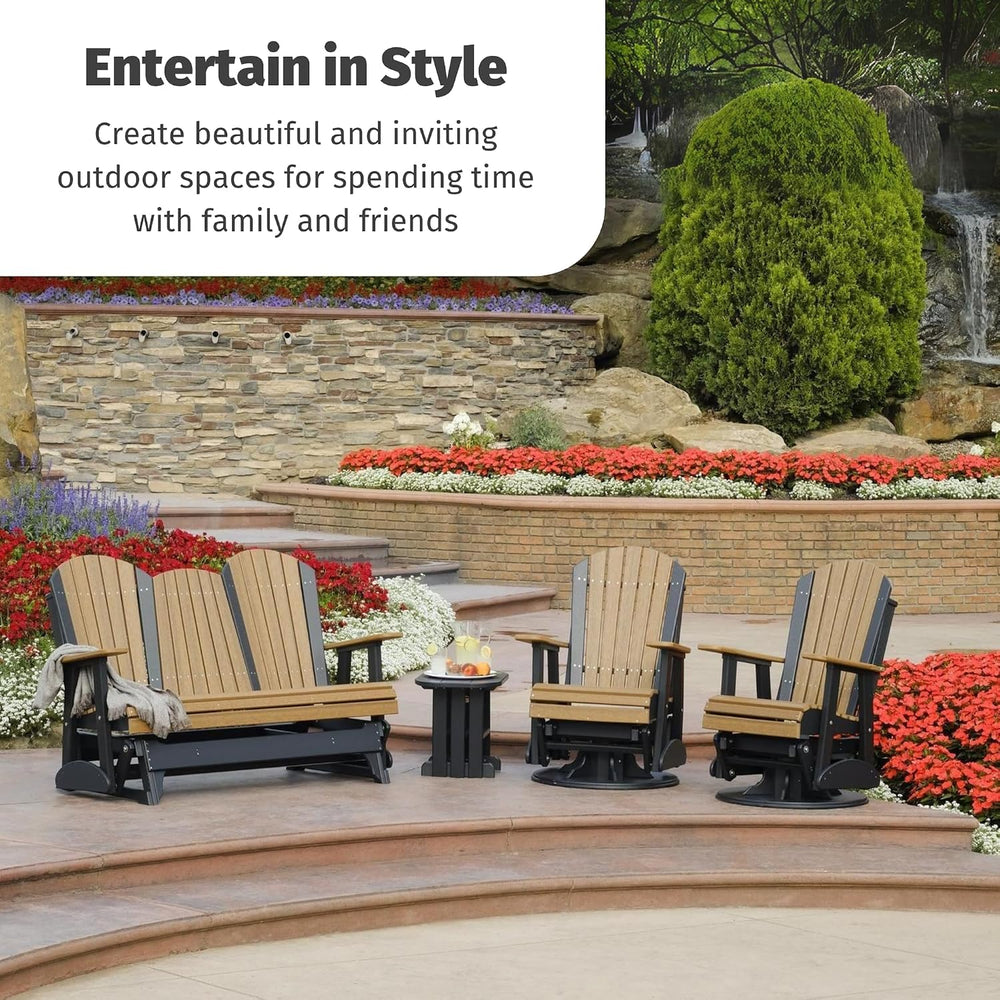 LuxCraft 2' Adirondack Outdoor Swivel Glider Chair, Patio Glider Rocker, ...