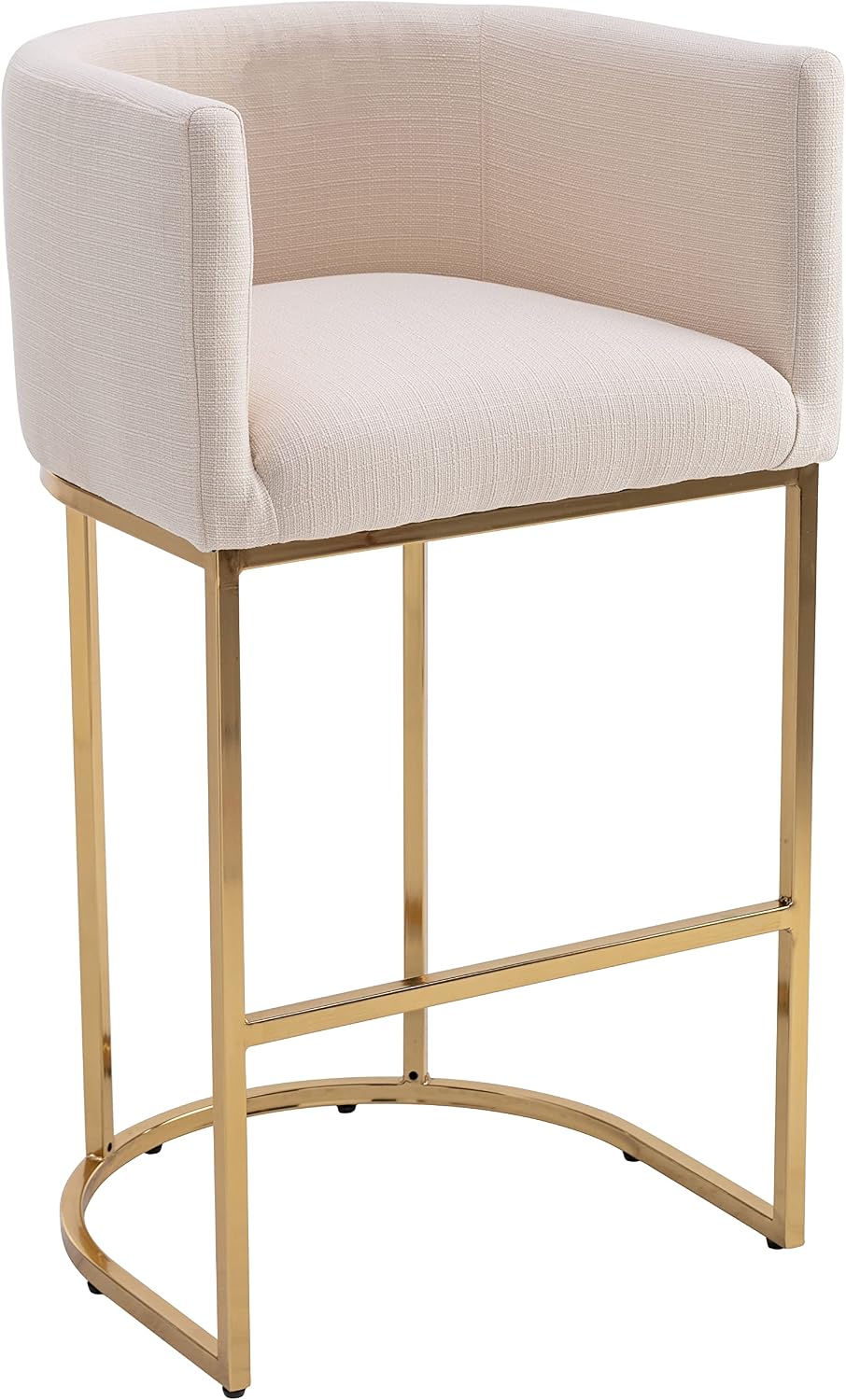 RIVOVA Contemporary Cream Linen Bar Stool, 32" Upholstered Fabric Counte...