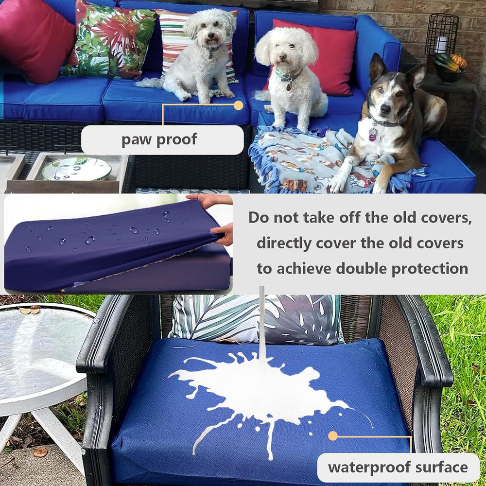 Outdoor Cushion Covers Replacement 14 Pcs, Black