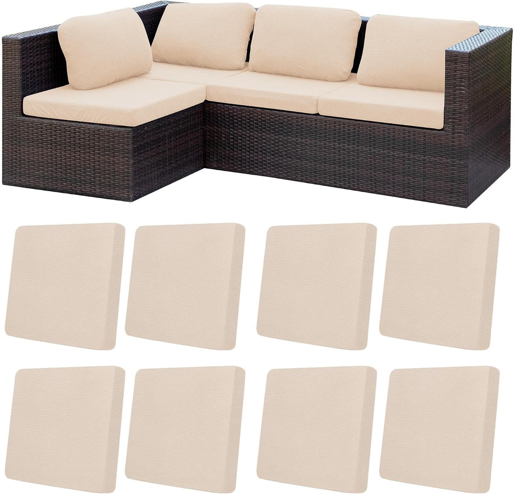8Pcs Patio Cushion Covers, Outdoor Stretch Cushion Covers, Washable