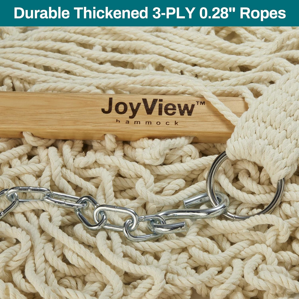 JoyView Traditional Rope Double Hammock - Hand Woven Cotton Hammock with Hard...