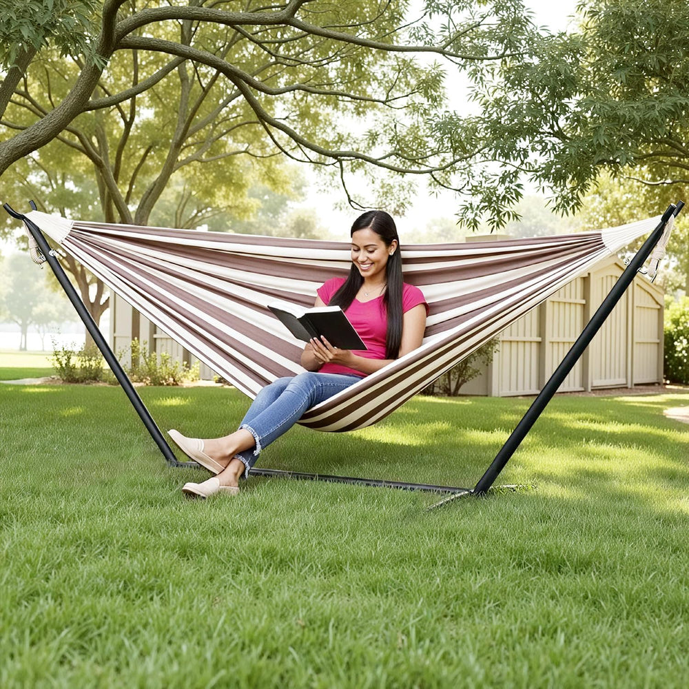 FDW Portable Hammock Double Stand | No Hammock | Sturdy Steel Construction