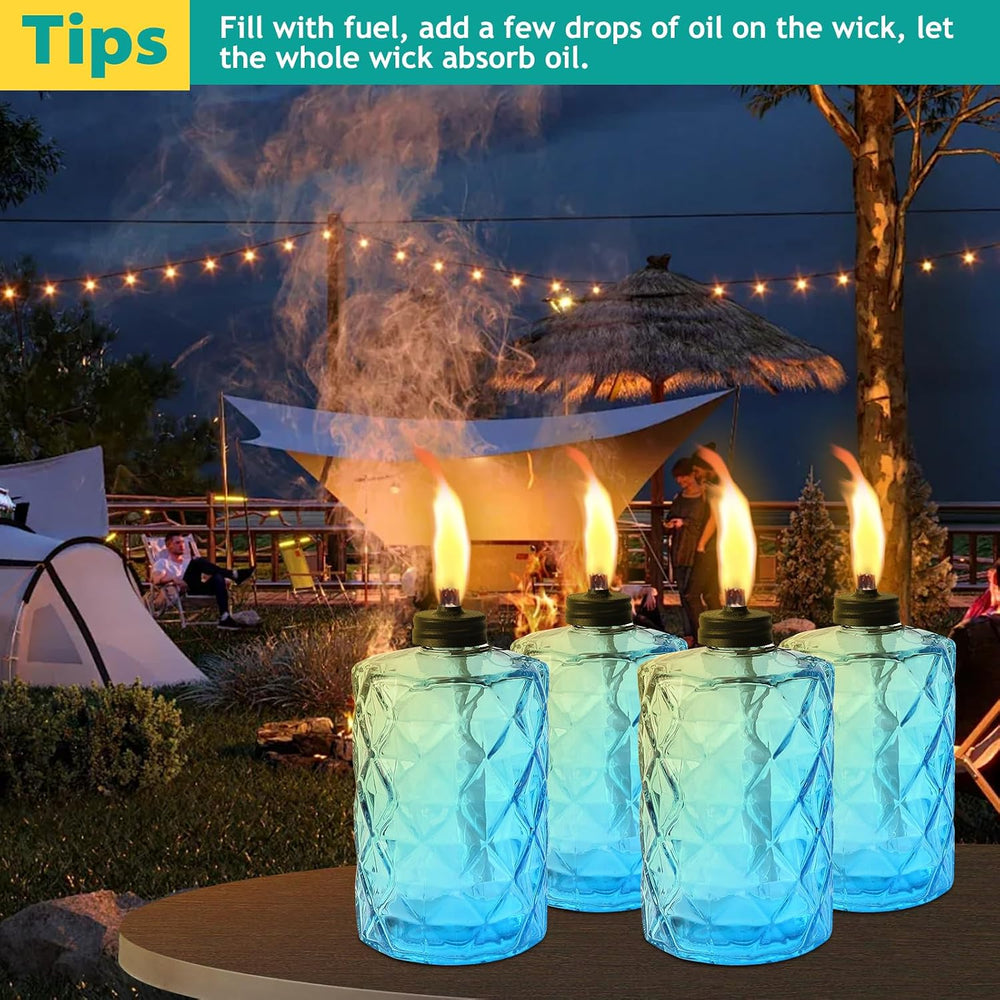 4 Pack Blue Glass Garden Torch,60-Inch Outdoor Torch Garden Décor, Upgraded 1...