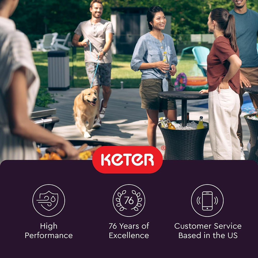 Keter Pacific Cool Bar Outdoor Patio Furniture and Hot Tub Side Table with 7....