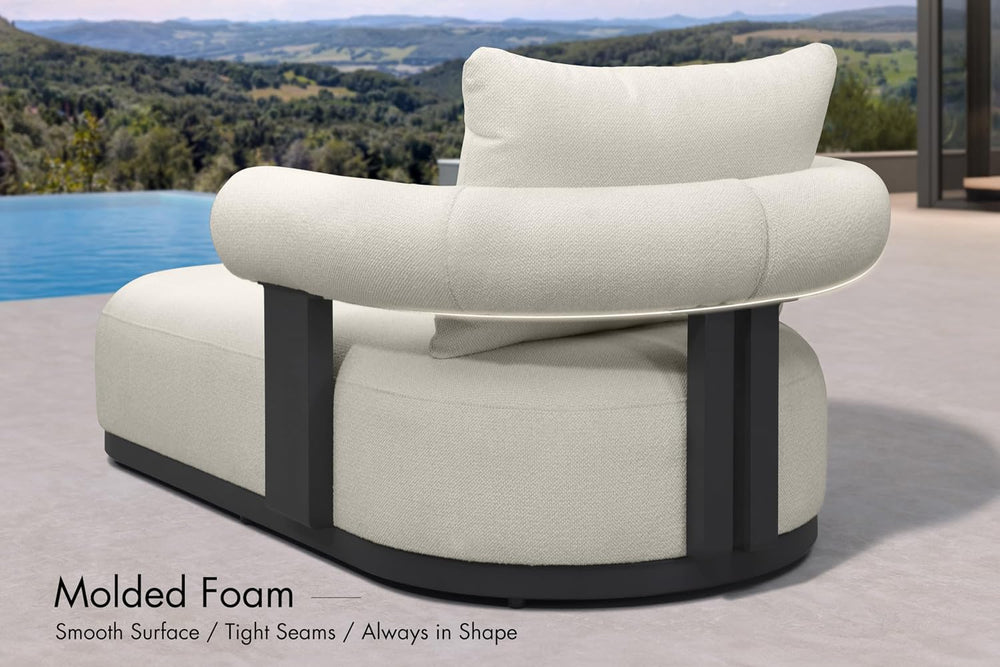 PURPLE LEAF Chaise Lounge 4 Pieces with Cushion and Pillow, Armrest, White
