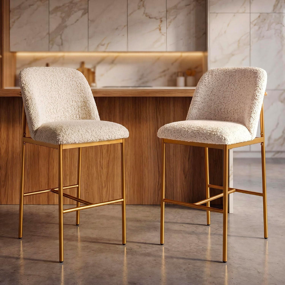 COLAMY Counter Height Bar Stools Set of 6, Modern Tweed Upholstered Kitchen I...