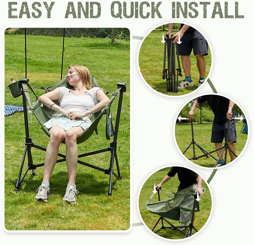 Portal Hammock Camping Chair, Mesh High Back, 400 lbs Adjustable, Green