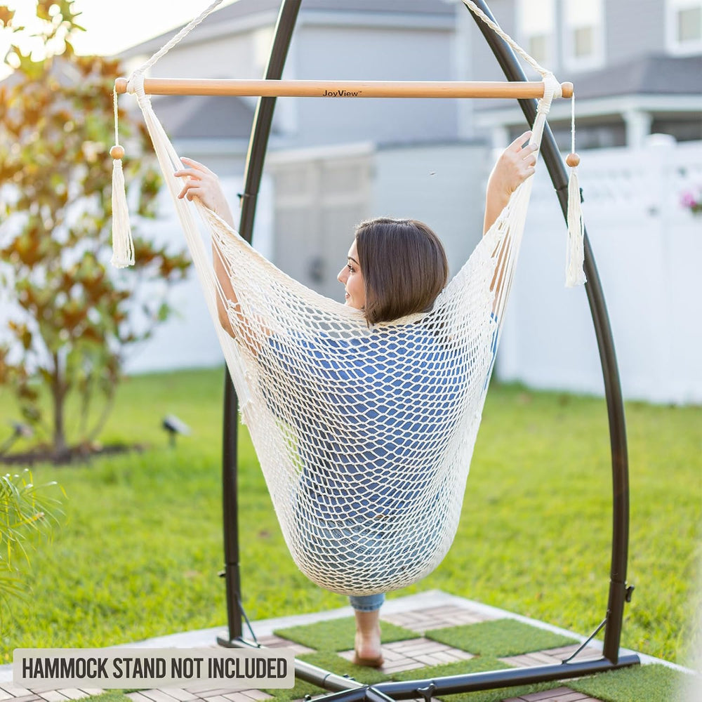 JoyView Hanging Hammock Chair, Caribbean Rope Swing Chair Wood Spreader Bar