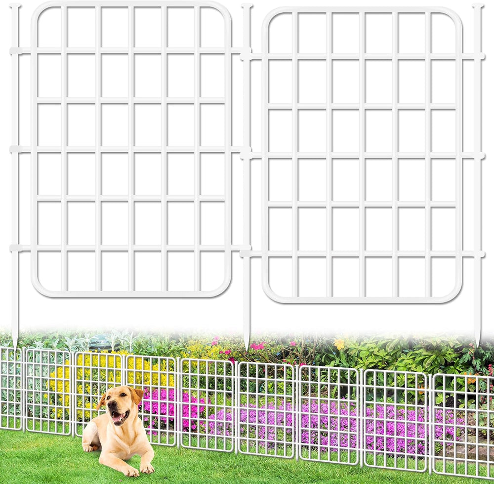 30ft x 17in Garden Fence Animal Barrier, 28 Panels No Dig Fence Border, Rustp...