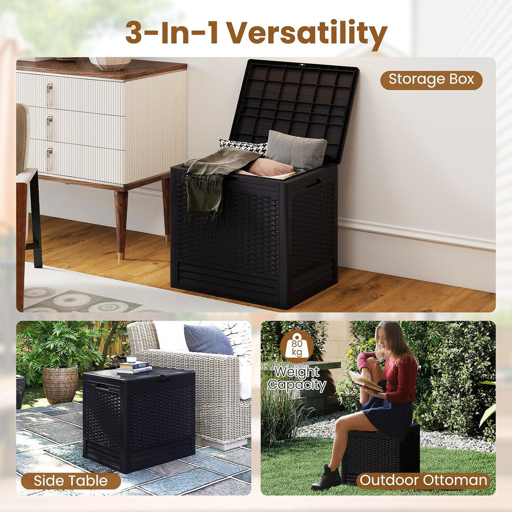 Tangkula 25 Gallon Waterproof Outdoor Storage Box with Lockable Lid