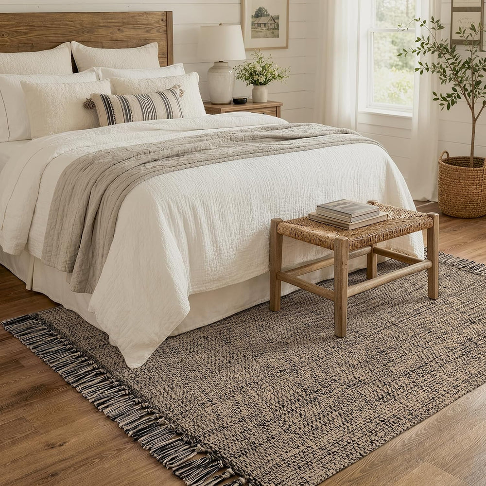 Collive 4' x 6' Bedroom Area Rug, Modern Farmhouse Indoor Outdoor Rugs