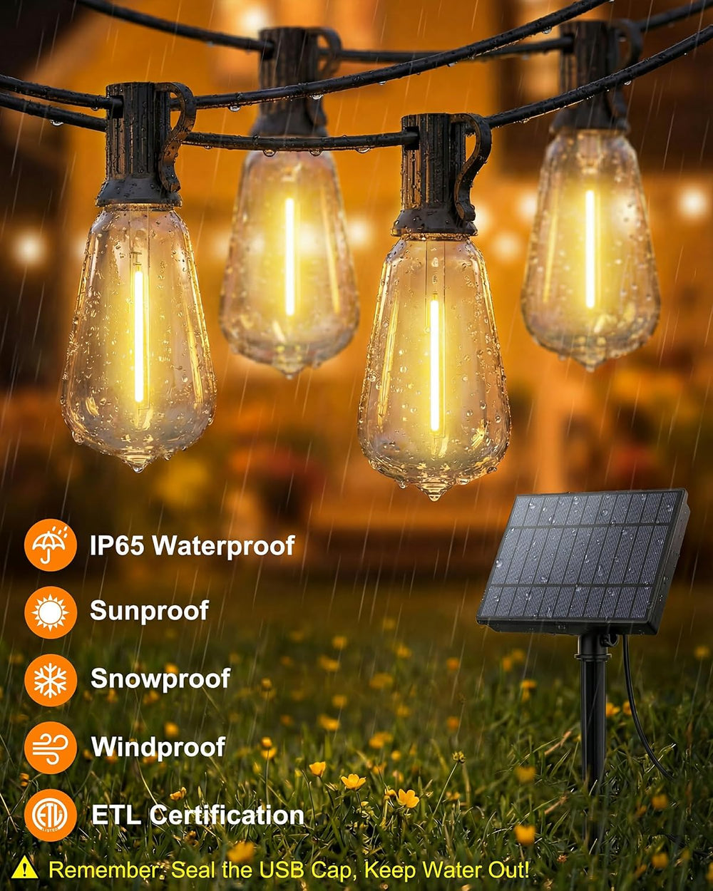 Solar String Lights Waterproof, 162FT(72+3) ST38 Outdoor Lights with Remote, ...