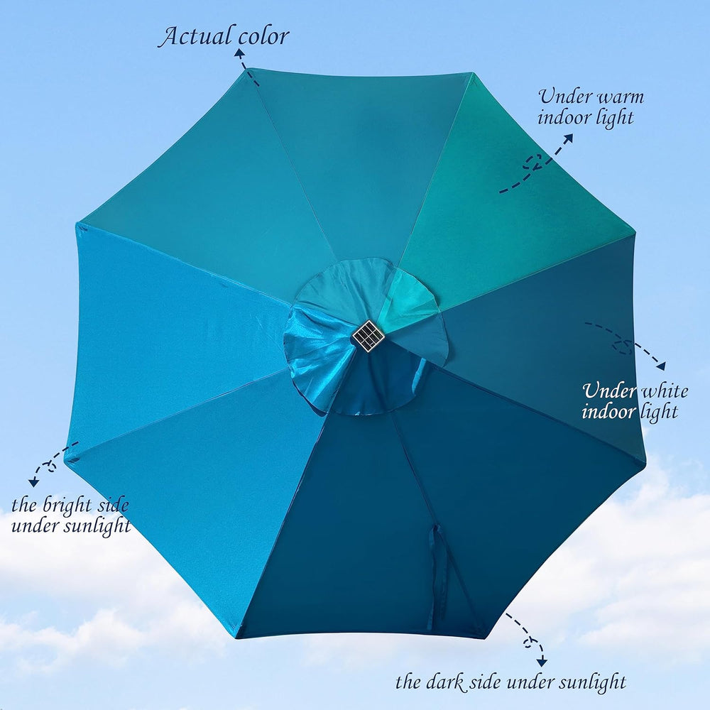 Blissun 9 ft Solar Umbrella 32 LED Lighted Patio Umbrella Table Market Umbrel...