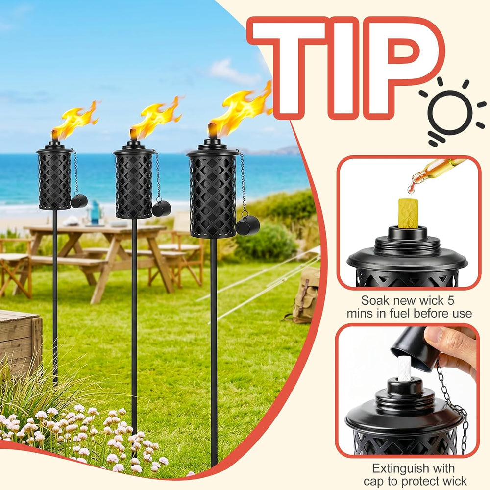 4 Pack Garden Torch, 16oz Outdoor Citronella Torches, 58-Inch Upgraded Citron...