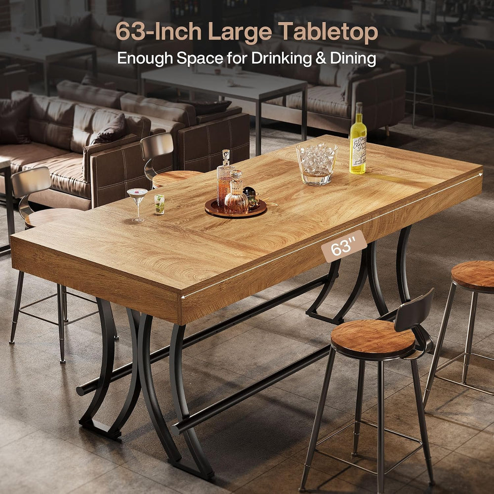 Tribesigns 63" Counter Height Bar Table with Metal Footrest, Rectangular...