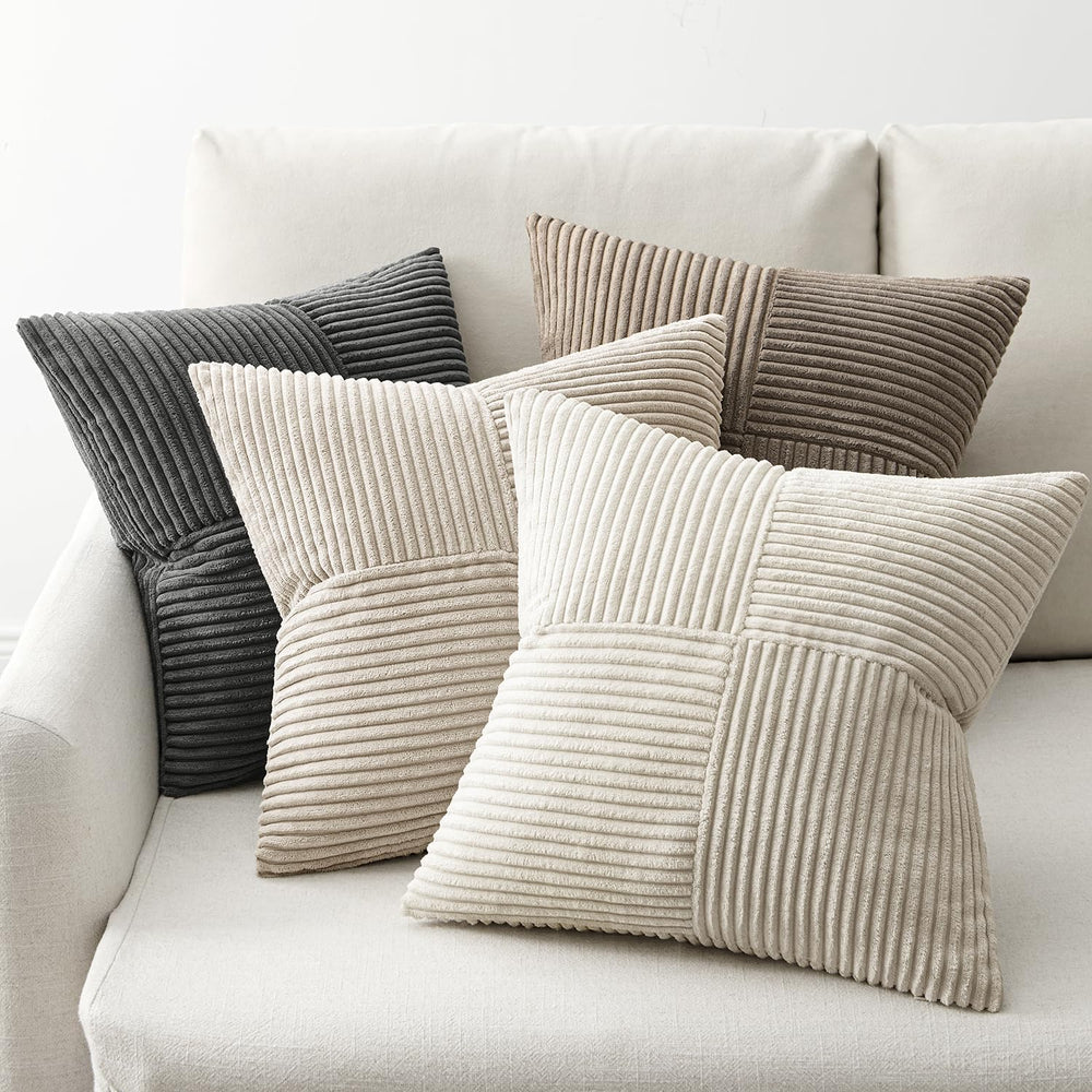 ANRODUO Decorative Throw Pillows for Couch 22x22 Neutral Gray Pack of 4