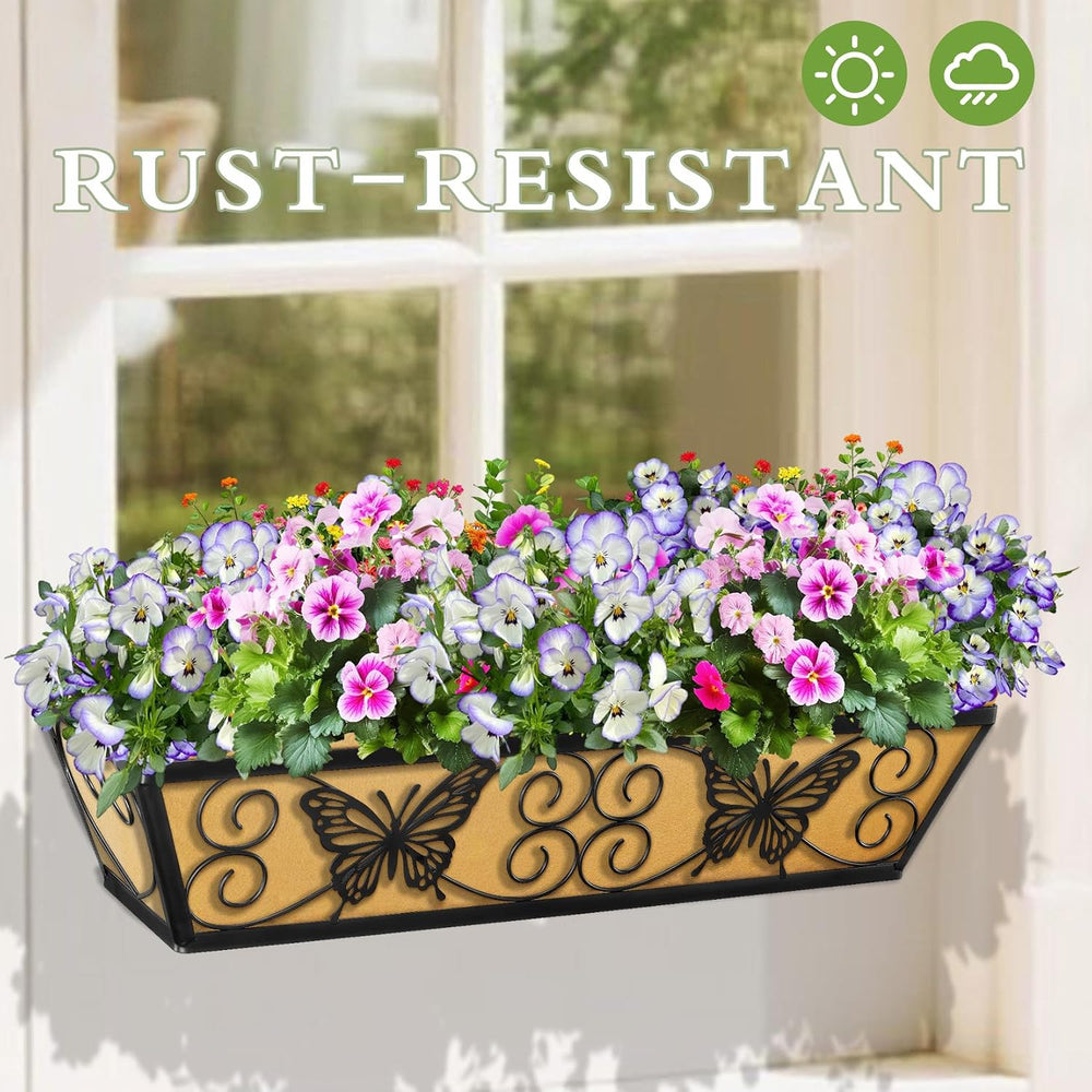 6 Pack 24 Inch Window Boxes Planters Railing Planter Box with Adjustable Brac...
