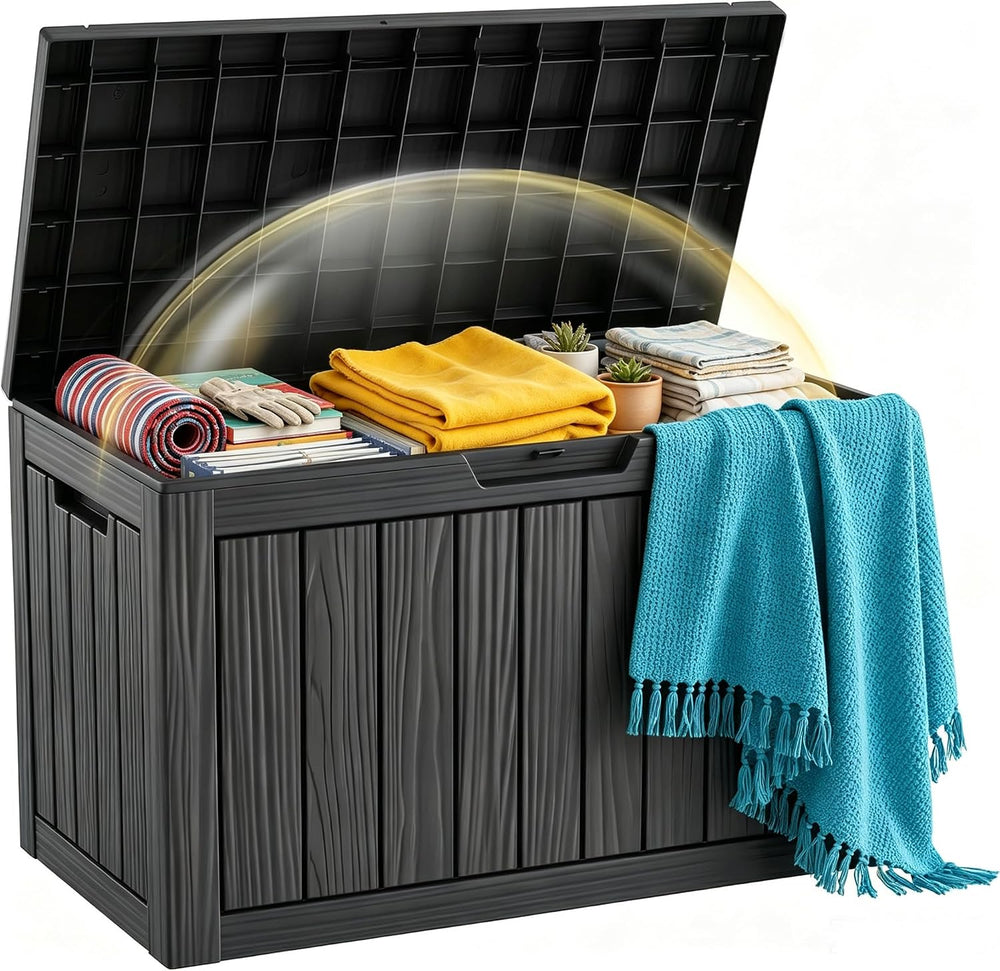 60 Gallon Outdoor Waterproof Storage Box, UV Resistant Resin Deck Box with Bu...