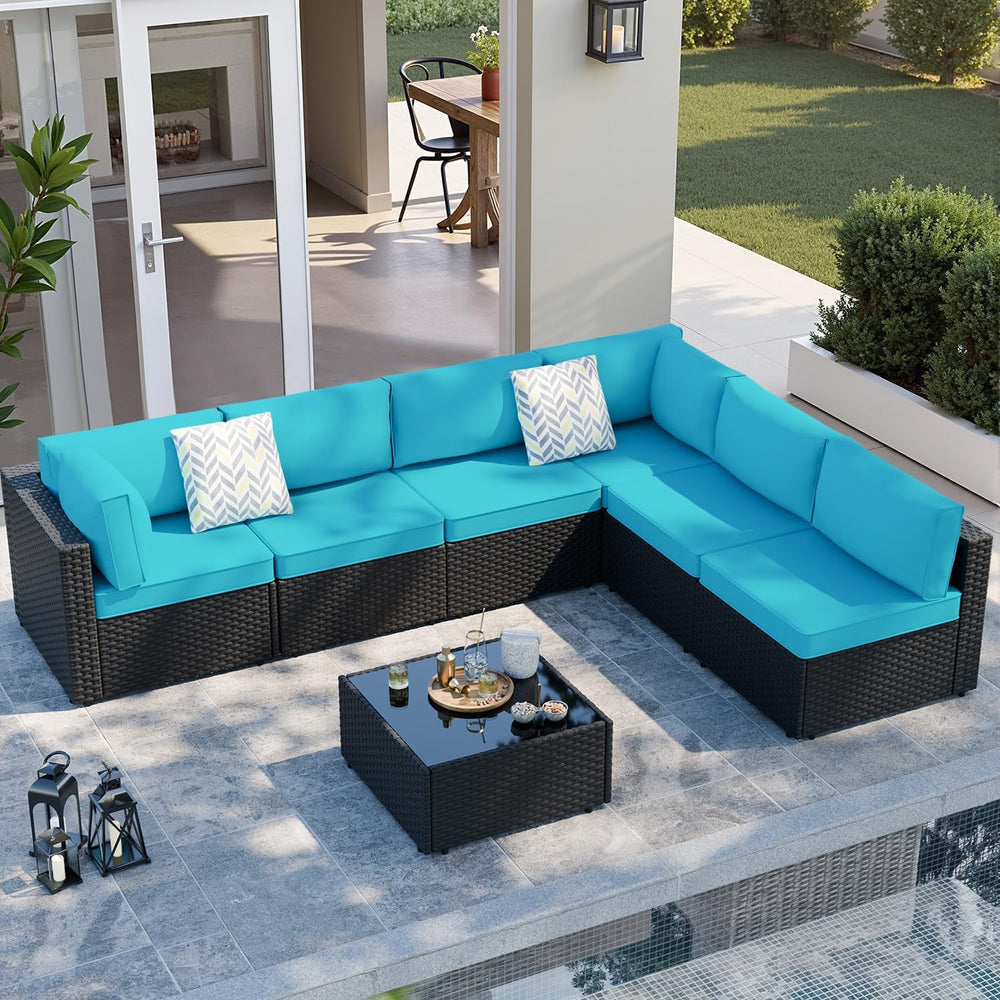 SUNLEI 7pcs Patio Conversation Sets Outdoor Furniture Sets, High Back All-Wea...