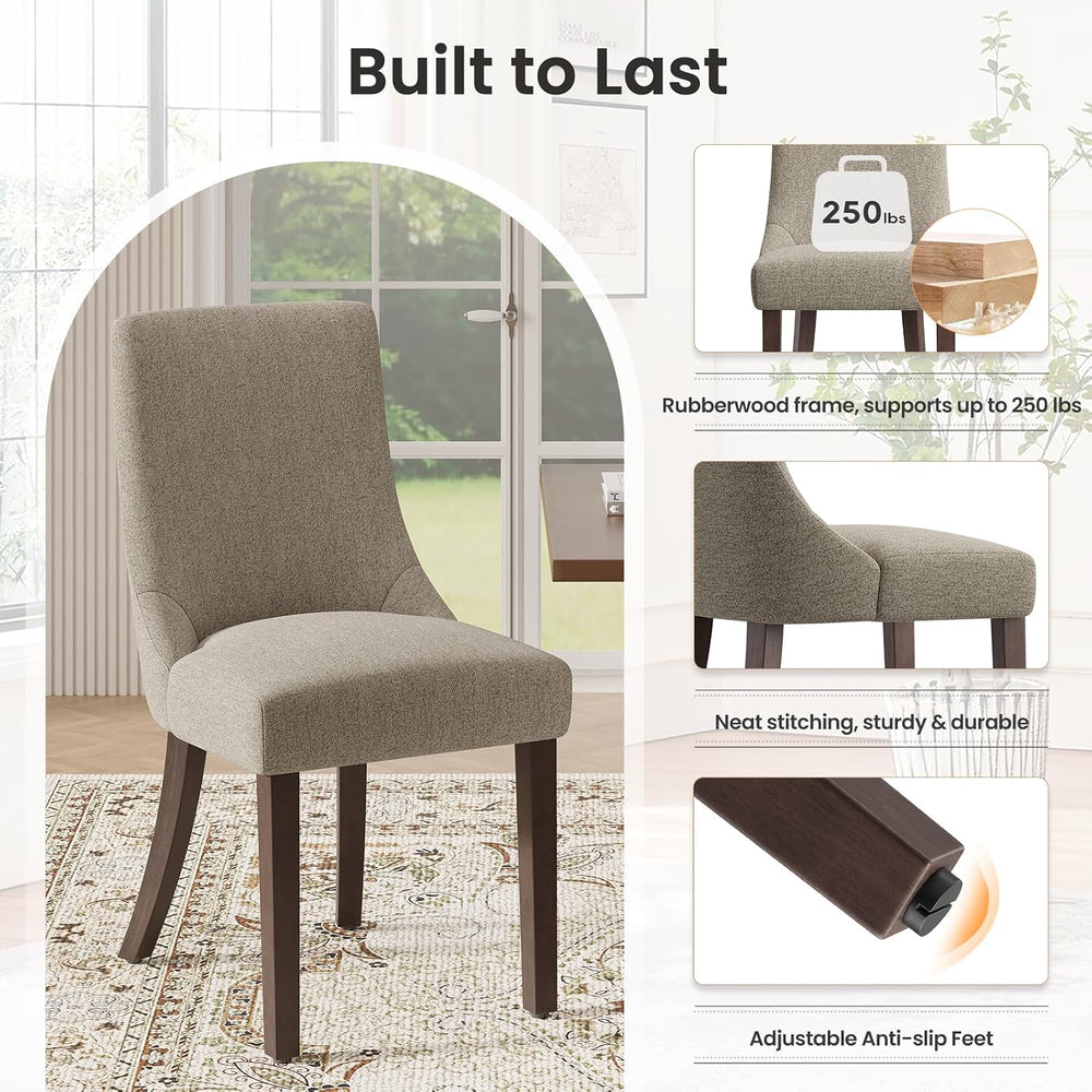 MALOL Wooden Dining Chairs Set of 6, Upholstered Kitchen & Dining Room Ch...