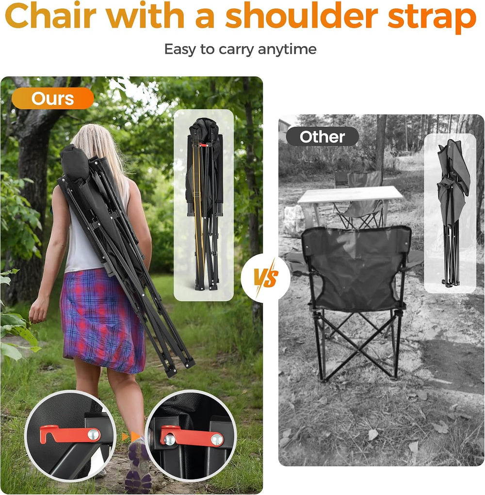 ALPHA CAMP Heavy Duty Camping Chairs with Cup Holder Oversized Folding Chair ...