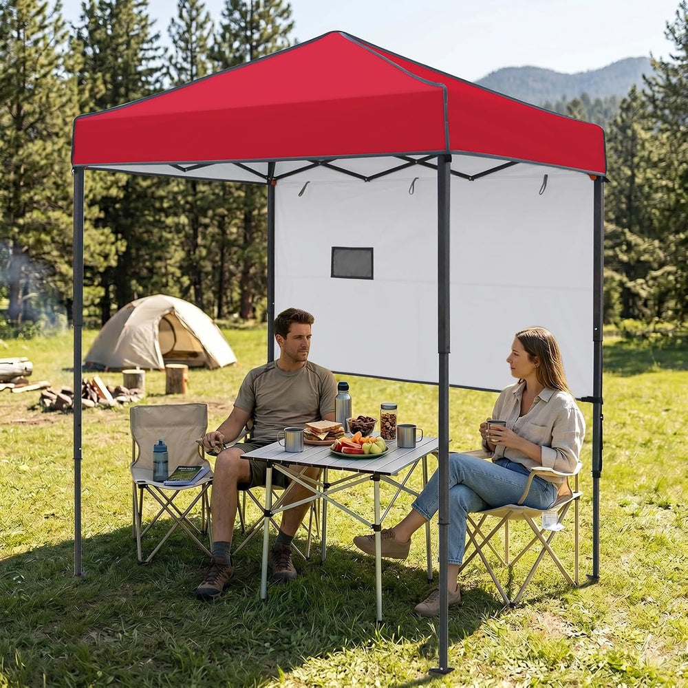 EAGLE PEAK 6x4 Instant Pop Up Canopy Tent with 1 Half Wall, Red