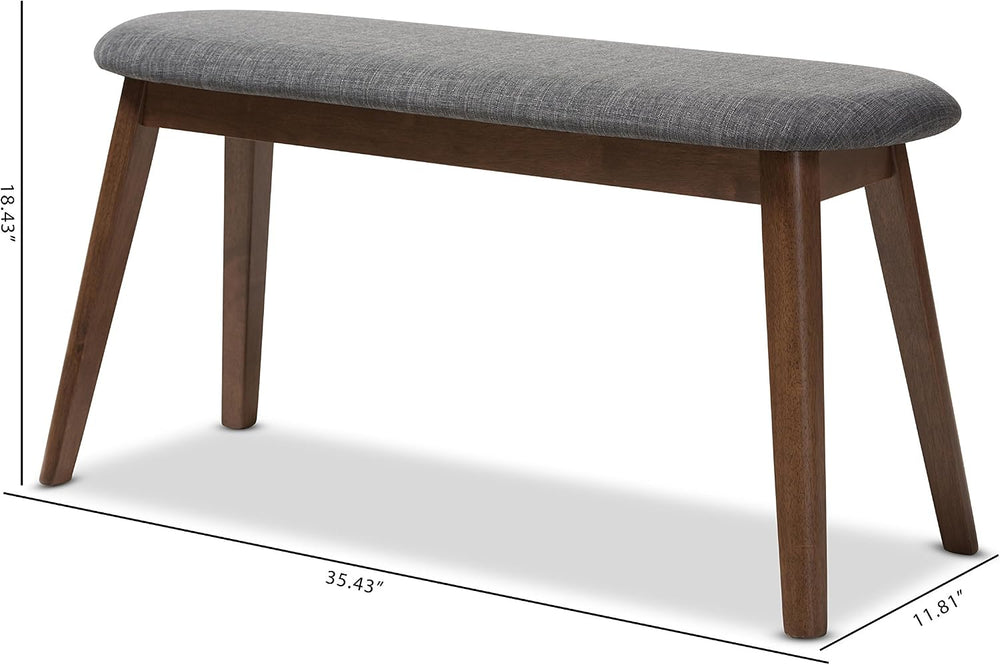 Baxton Studio Easton Mid-Century Modern Dark Grey Fabric Upholstered Walnut F...