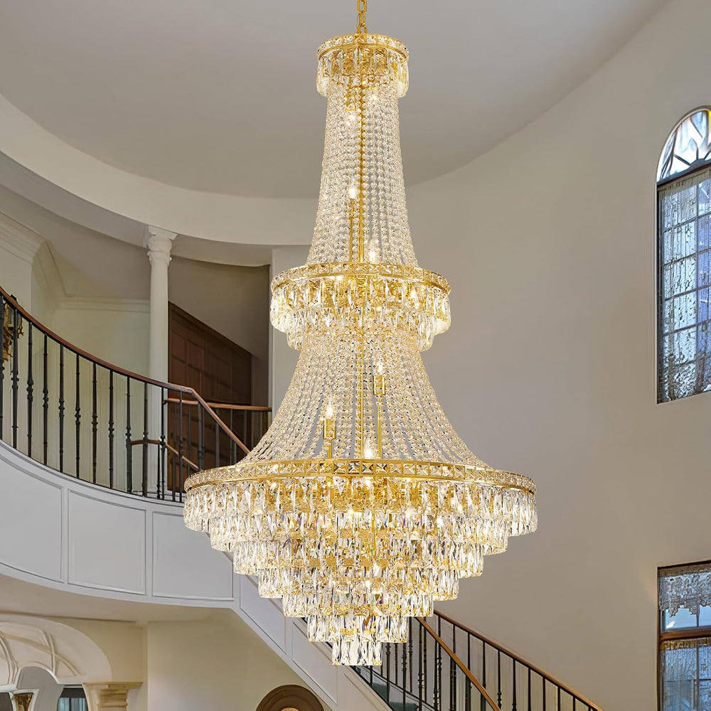 Large Gold Luxury Crystal Chandeliers 26 Lights Modern Chandelier for High Ce...