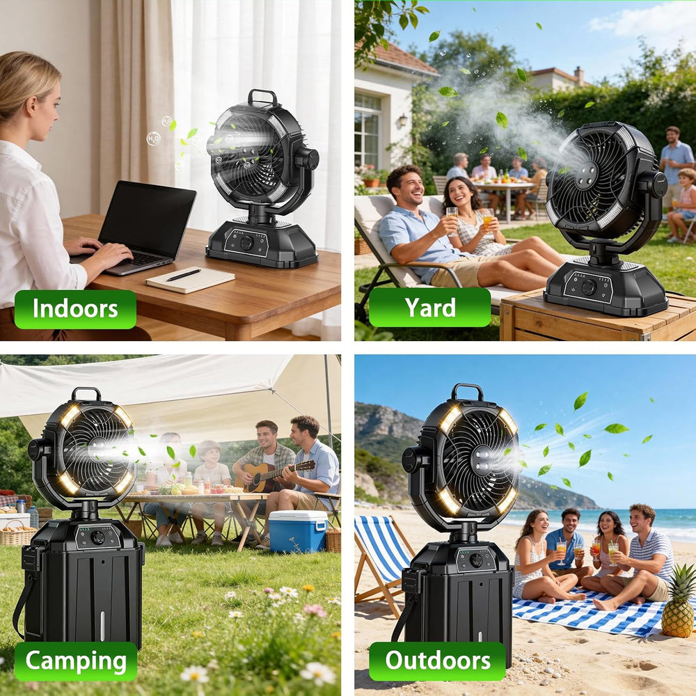 XAP Portable Misting Fan Rechargeable for Hot Weather - 9-inch Oscillating Ca...