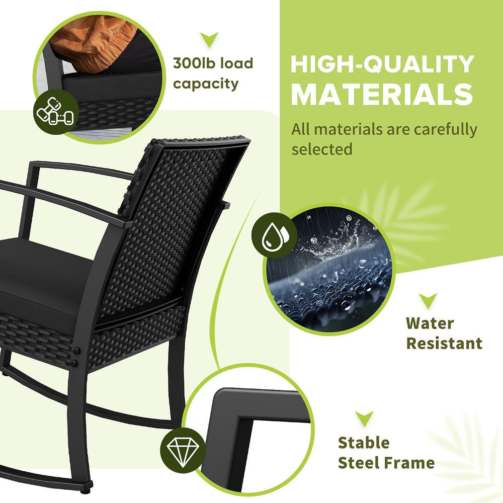 Homall Patio Furniture Set 3 Piece Resin Outdoor Bistro Set Rocking Patio Cha...