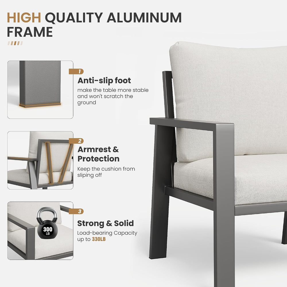 4-Piece Aluminum Outdoor Patio Furniture Sets All-Weather Patio Conversation ...