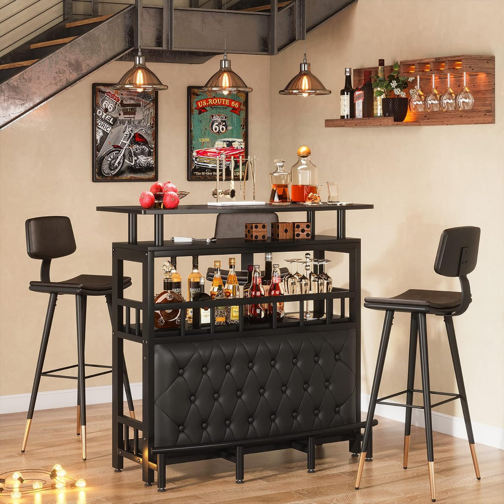 Tribesigns Home Bar Unit for Liquor, 44-Inch Bar Height Table with Storage, B...