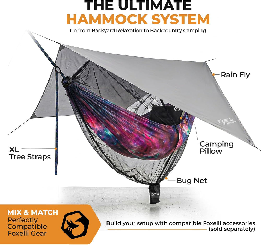 Foxelli Camping Hammock – Ultralight Hammock for Backpacking, Hiking, Festiva...
