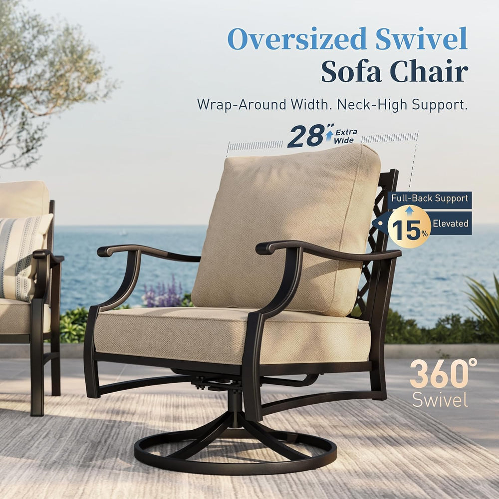 SUNSHINE VALLEY 4-Piece Metal Wrought Iron Outdoor Conversation Set, 5 Seats