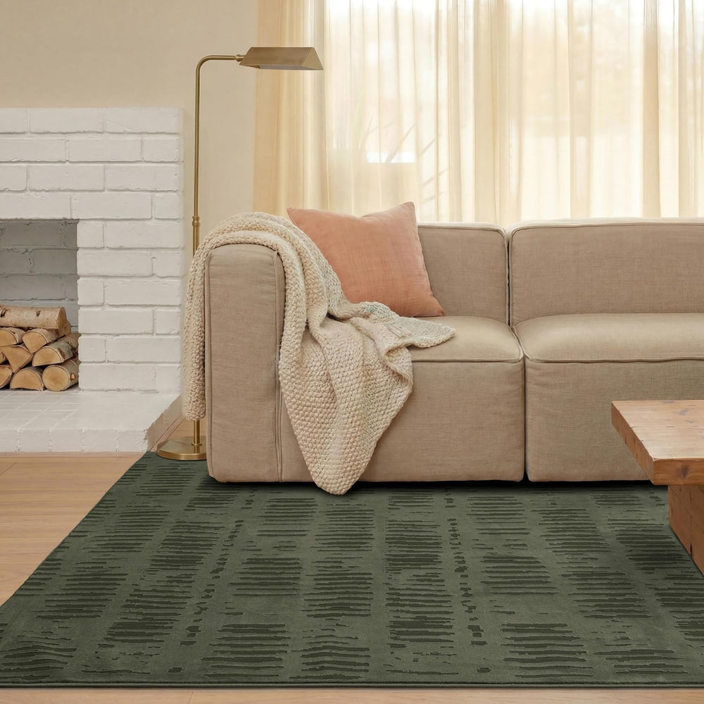 Revival Rugs Shell 9'x12' Area Rugs - Washable, Medium Pile, Green