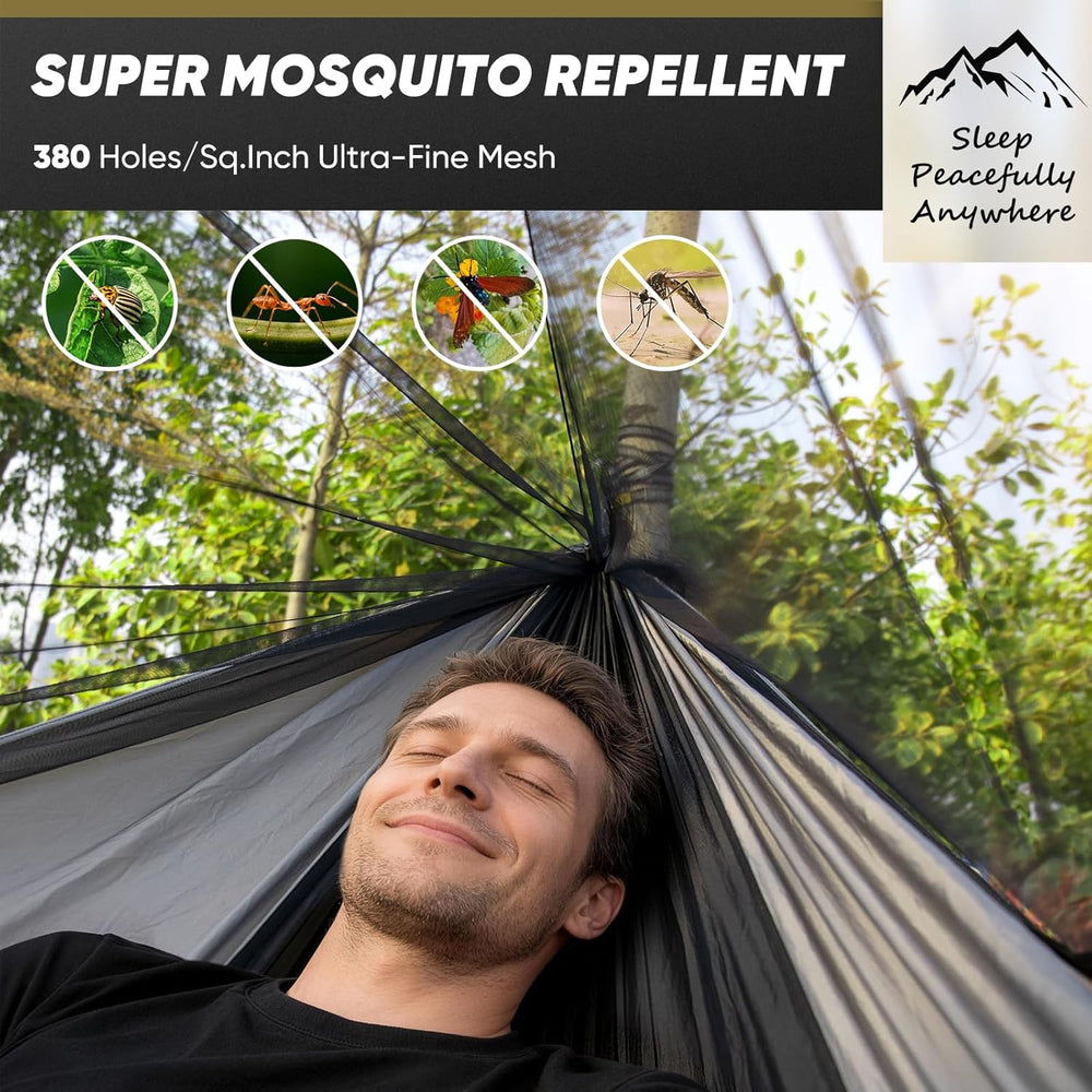 Camping Hammock with Mosquito Net, 500 lbs Portable Hammock with Tree Straps,...