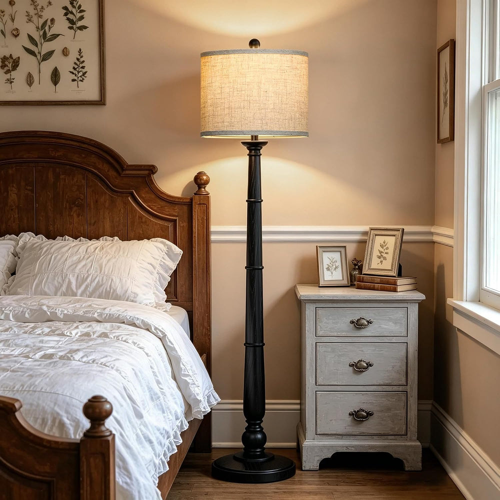 61'' Vintage Floor Lamp for Living Room, Rustic Farmhouse Tall Standi...