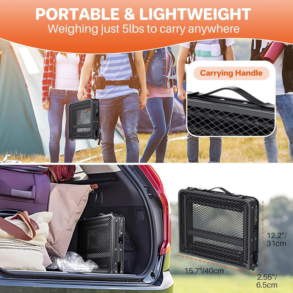 FUNYKICH Folding Grill Table for Outside, 3 Height Adjustable Portable Campin...