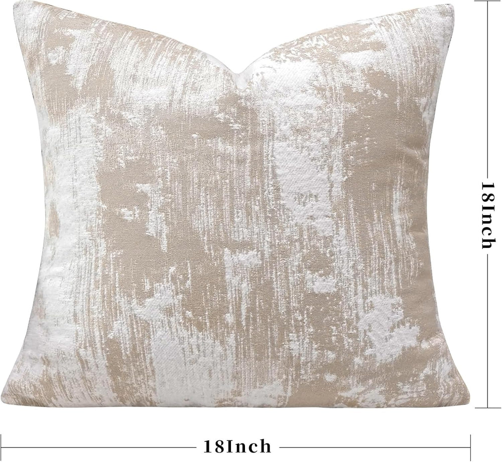 Beige Throw Pillow Covers 18x18 Inch Set of 2, Decorative Soft Plush Neutral ...