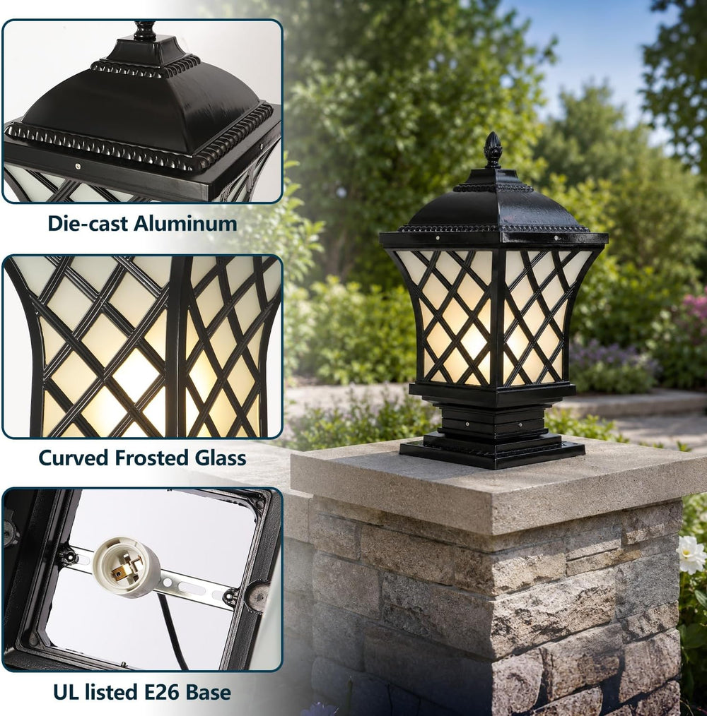 Large Post Lights Outdoor, 18.9″ H Aluminum Column Lights Waterproof, Hard Wi...