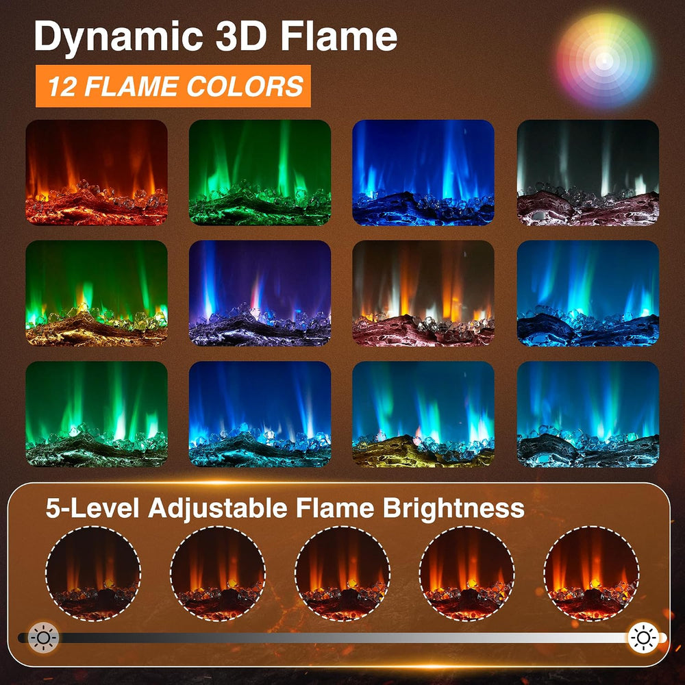 oneinmil Electric Fireplace, 50 inch Wide Recessed/Wall Mounted Electric Fire...