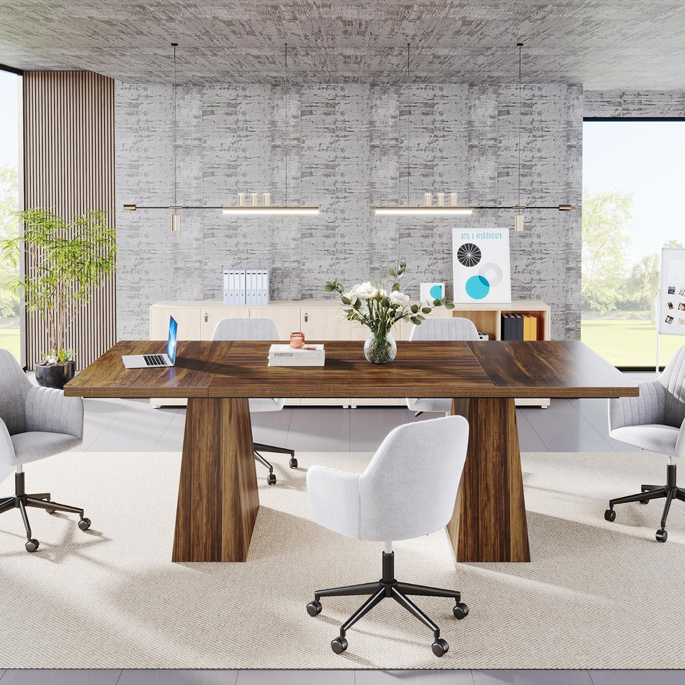 Tribesigns Dining Table for 6, Farmhouse Rectangular, Rustic Brown, 63" ...